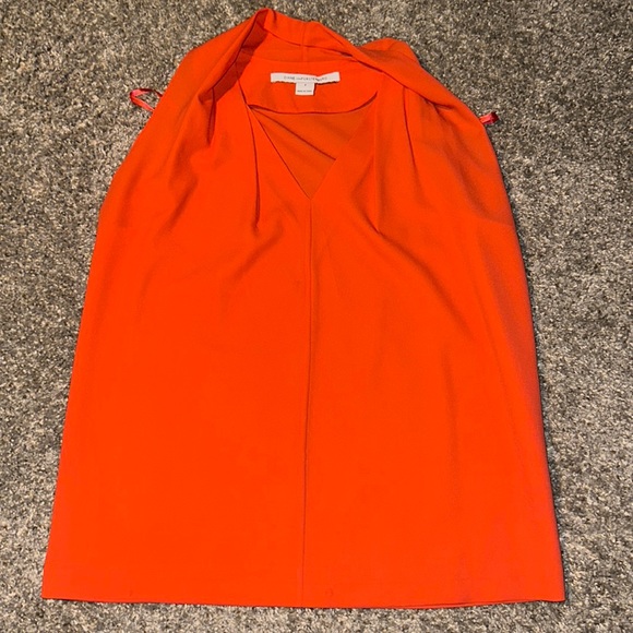 Diane von Furstenberg Sleeveless Blouse, Size P, Orange - Picture 4 of 4